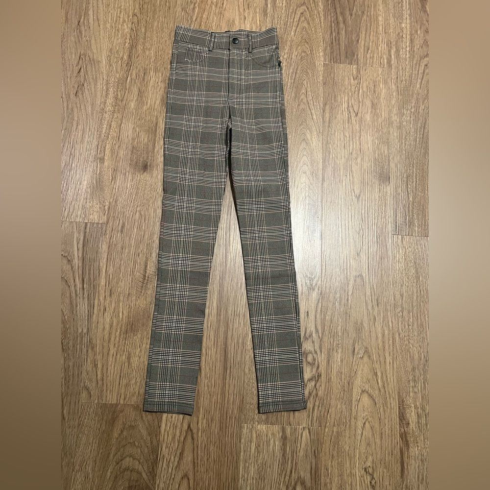 Womens Princess Polly Tikka plaid high waist Pants Brown NWT - Picture 4 of 7